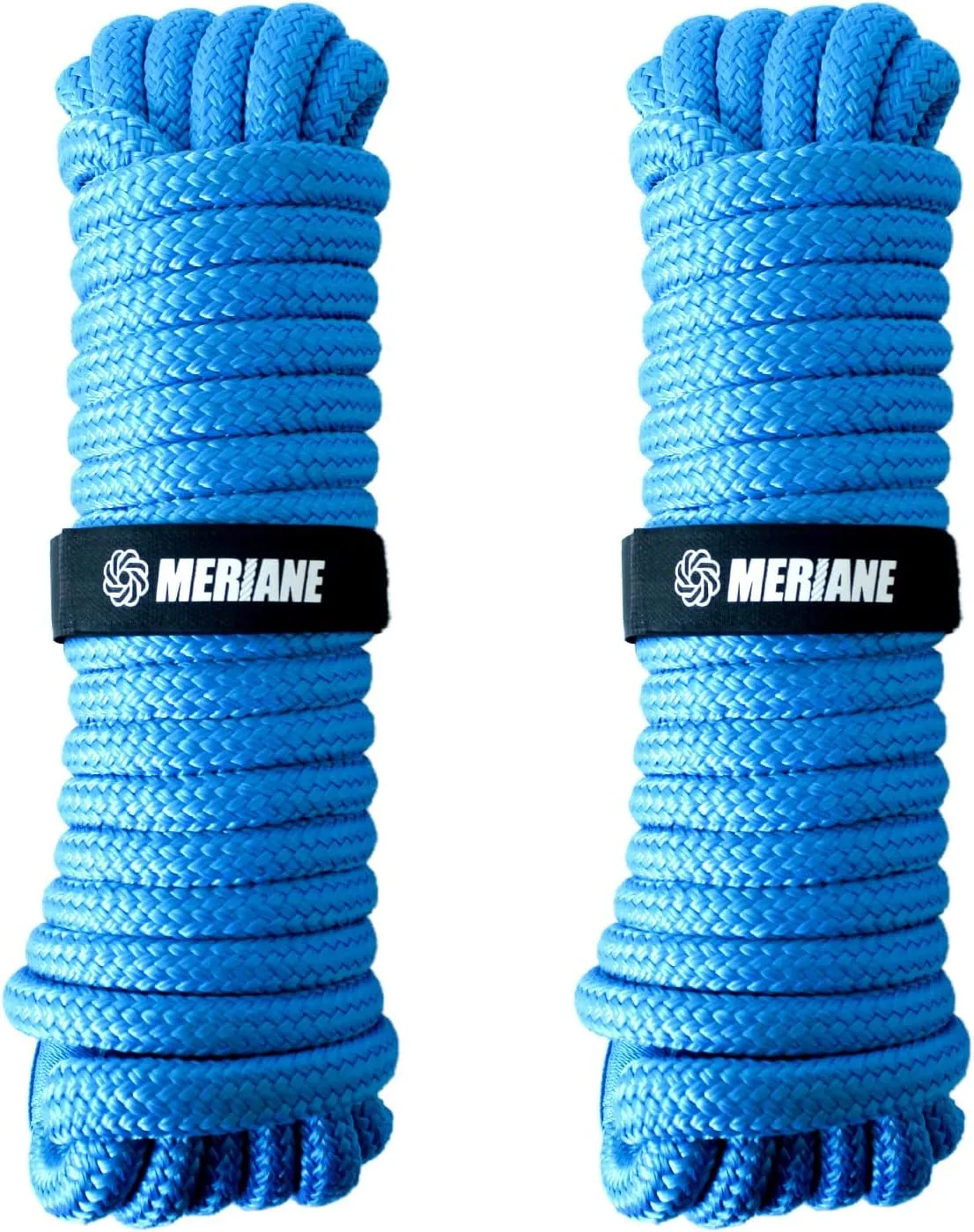 2 Pack Blue Boat Dock Lines Ropes, Marine-Grade Premium Double Braided Nylon Boat Lines, Boat Ropes with 12" Eyelet for Boat & Pontoon 1/2"/5/8" 25ft/35ft