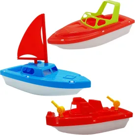 4E's Novelty Toy Boat Bath Toys for Kids & Toddlers - Pack of 3 - 10 Inch Floating Toy Boats for Bathtub, Kids Pool Toys, Beach Toys Outdoor Water Play (Large)