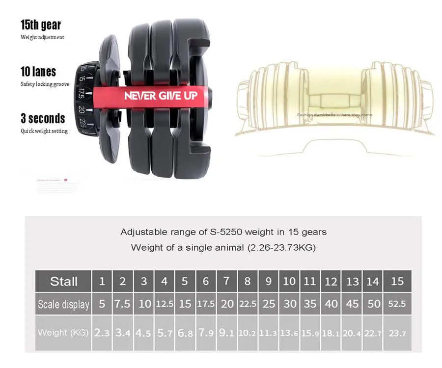 ADJUSTABLE DUMBBELL 52.5LB (SET OF 2) - AD01