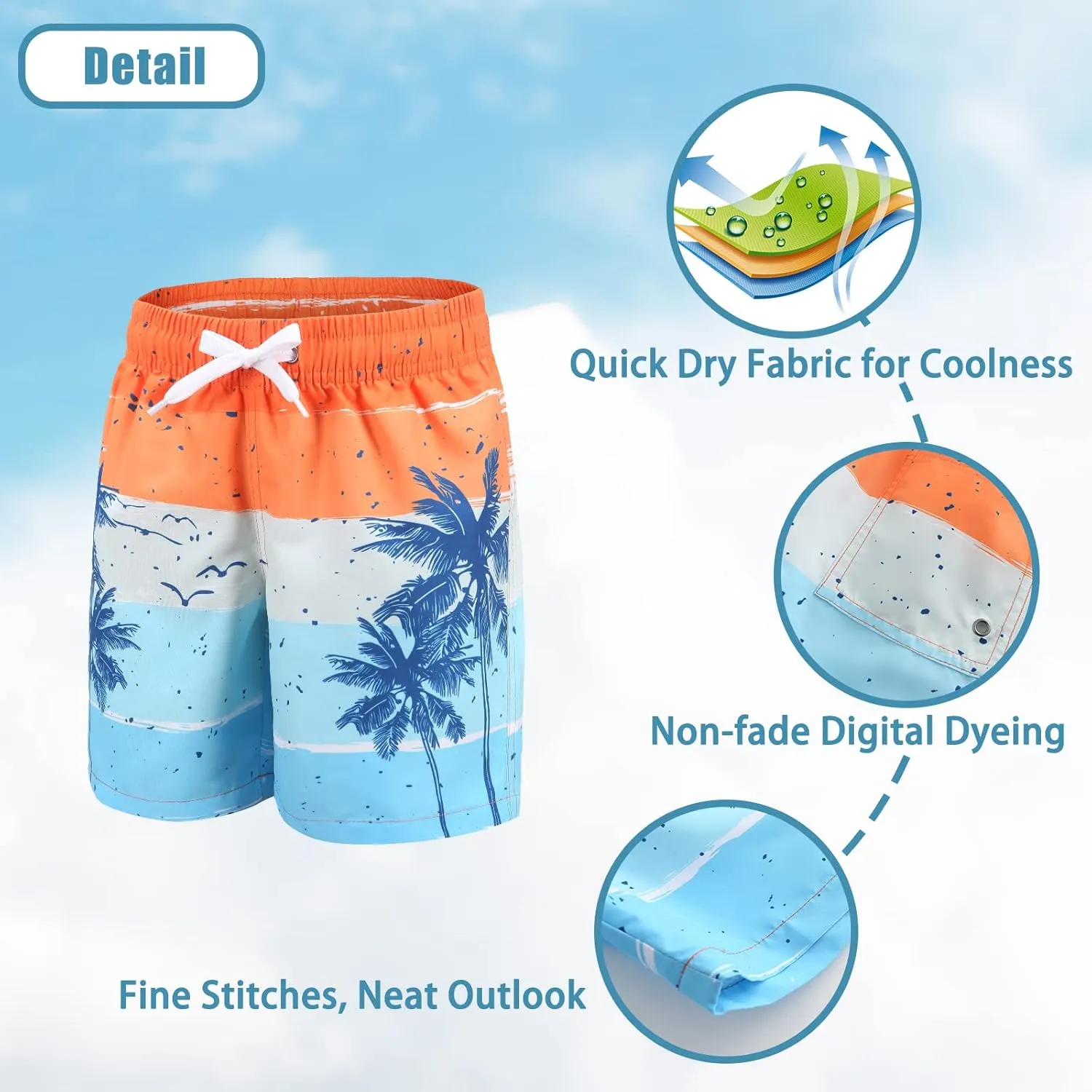 Aisyee Boys Swim Trunks Quick Dry Boards Shorts for Kids Beach Swim Shorts with 3D Prints Dinosaurs