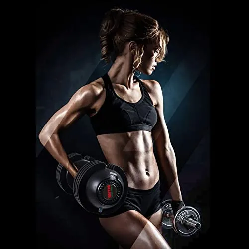ALTLER Adjustable Dumbbell, 2PCS 22lb Dumbbell Set with Tray for Fitness, Fast Adjust Weight by Turning Anti-Slip Handle, Safety with 8 Lock Slots, Suitable for Men and Women, Black (AL-DB2202)