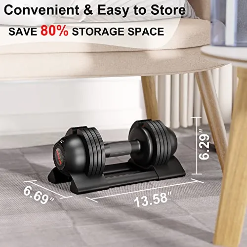ALTLER Adjustable Dumbbell, 2PCS 22lb Dumbbell Set with Tray for Fitness, Fast Adjust Weight by Turning Anti-Slip Handle, Safety with 8 Lock Slots, Suitable for Men and Women, Black (AL-DB2202)