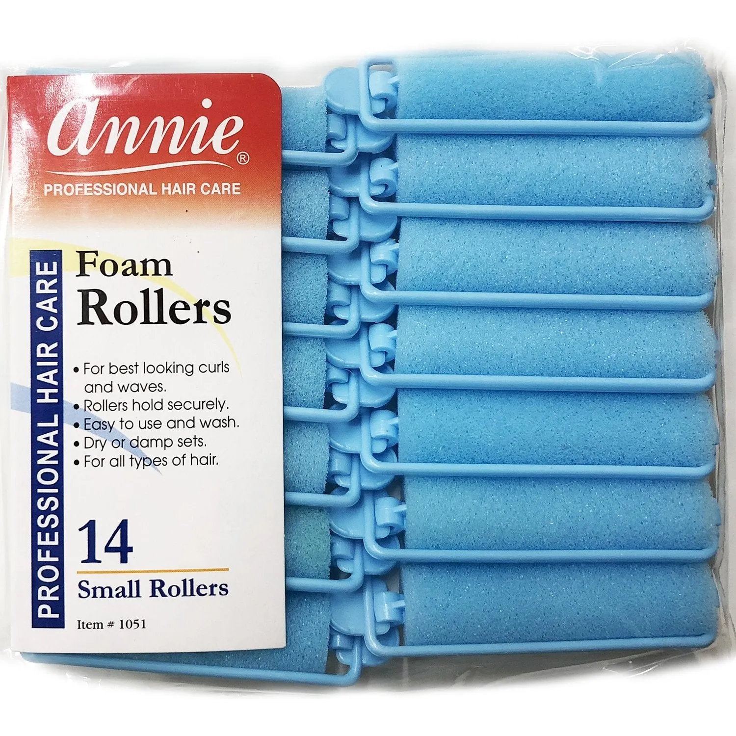 Annie Foam Rollers Small 14 Count Light Blue 1051