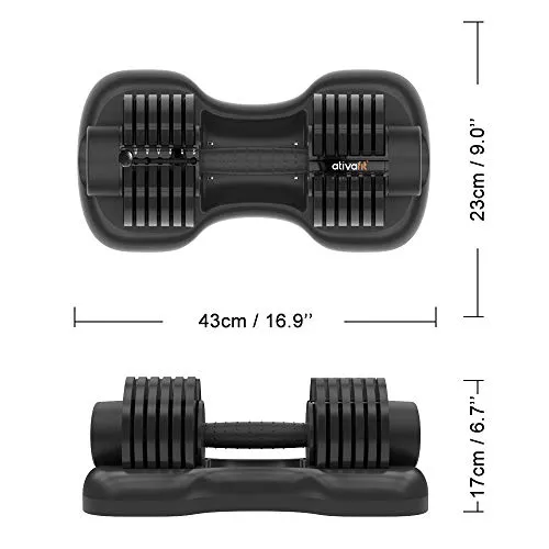 ATIVAFIT Adjustable Dumbbell 20KG Single Adjustable Smart Dumbbells Hand Weight Dumbbells for Anti-Slip Handle Full Body Strength Training and Weight Lifting Equipment for Home Gym Office Workout