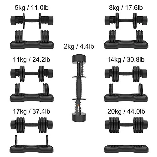 ATIVAFIT Adjustable Dumbbell 20KG Single Adjustable Smart Dumbbells Hand Weight Dumbbells for Anti-Slip Handle Full Body Strength Training and Weight Lifting Equipment for Home Gym Office Workout