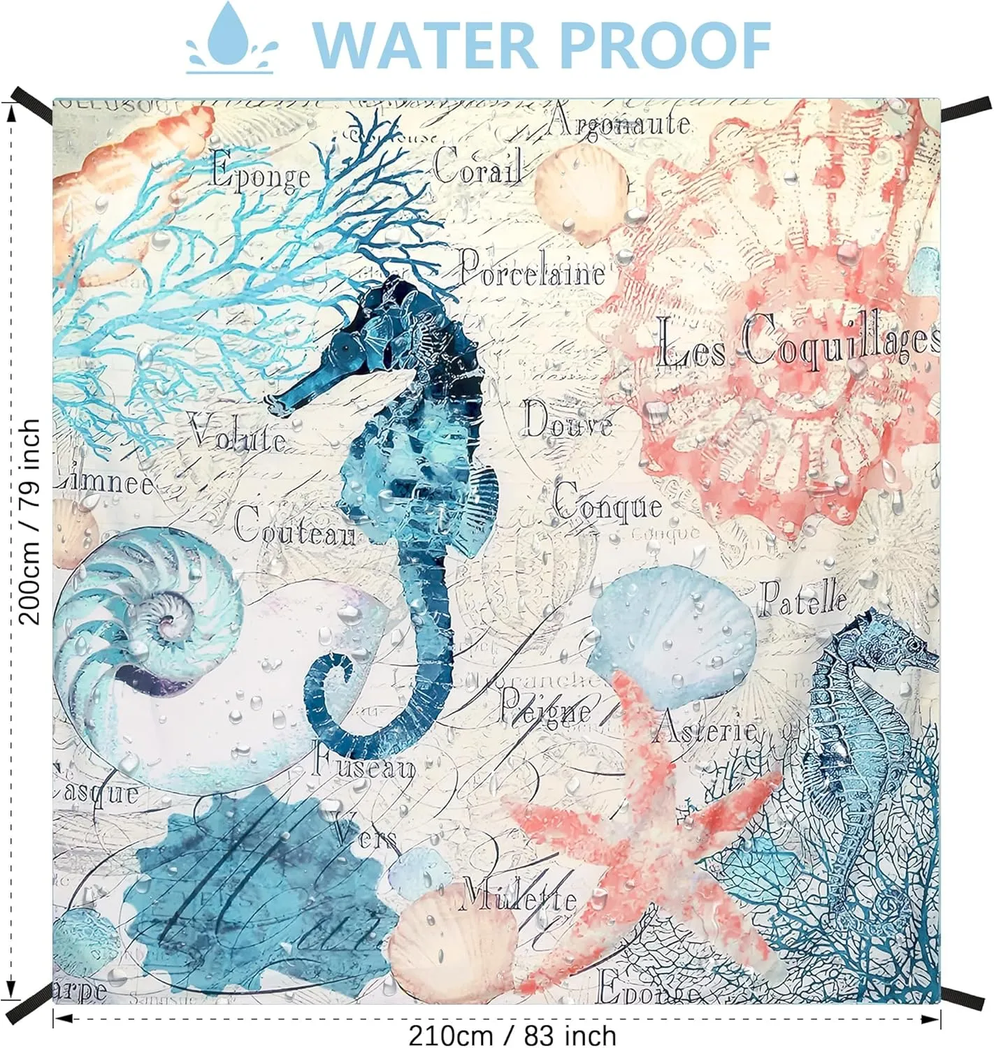Beach Blanket, Sandproof Beach Mat, Waterproof Quick Drying Lightweight Outdoor Aztec Picnic Mat 79" X 83" for 2-4 Adults with Pocket for Travel, Camping, Hiking