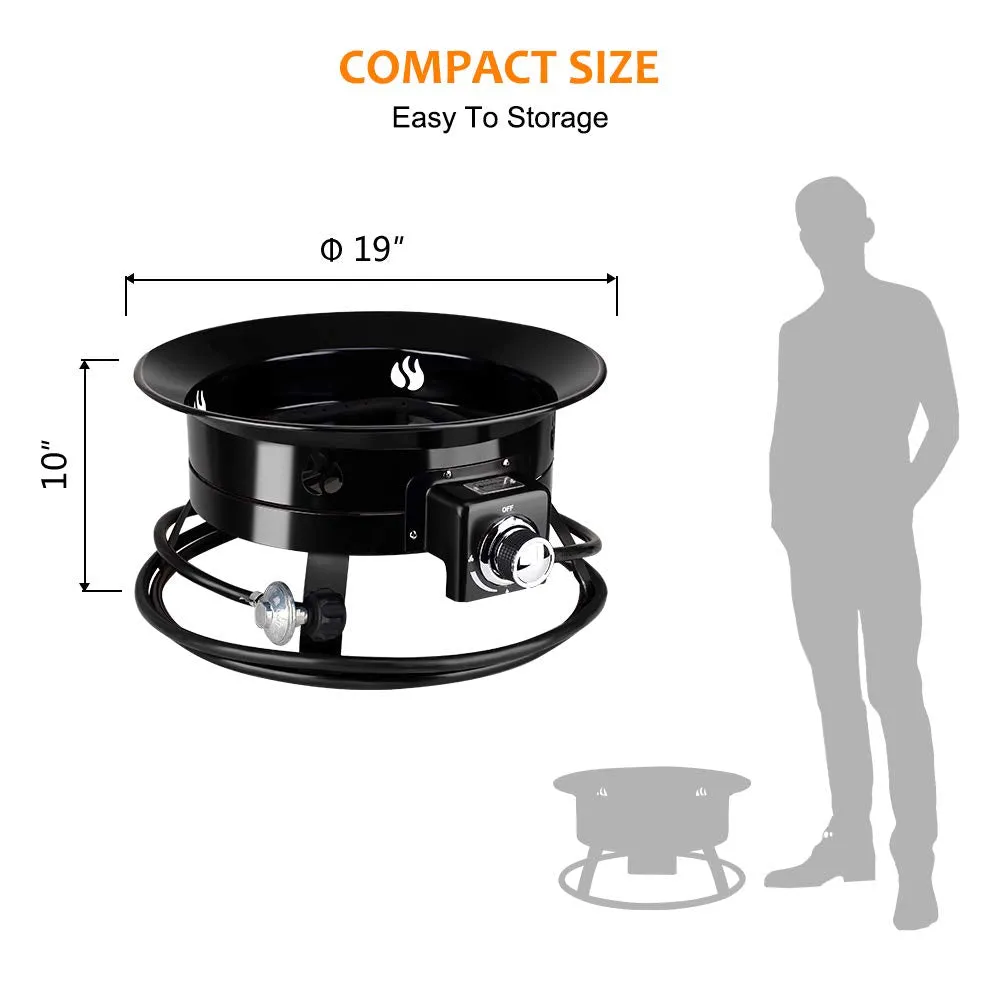 Camplux 19" Outdoor Portable Propane Gas Fire Pit - 58,000 BTU