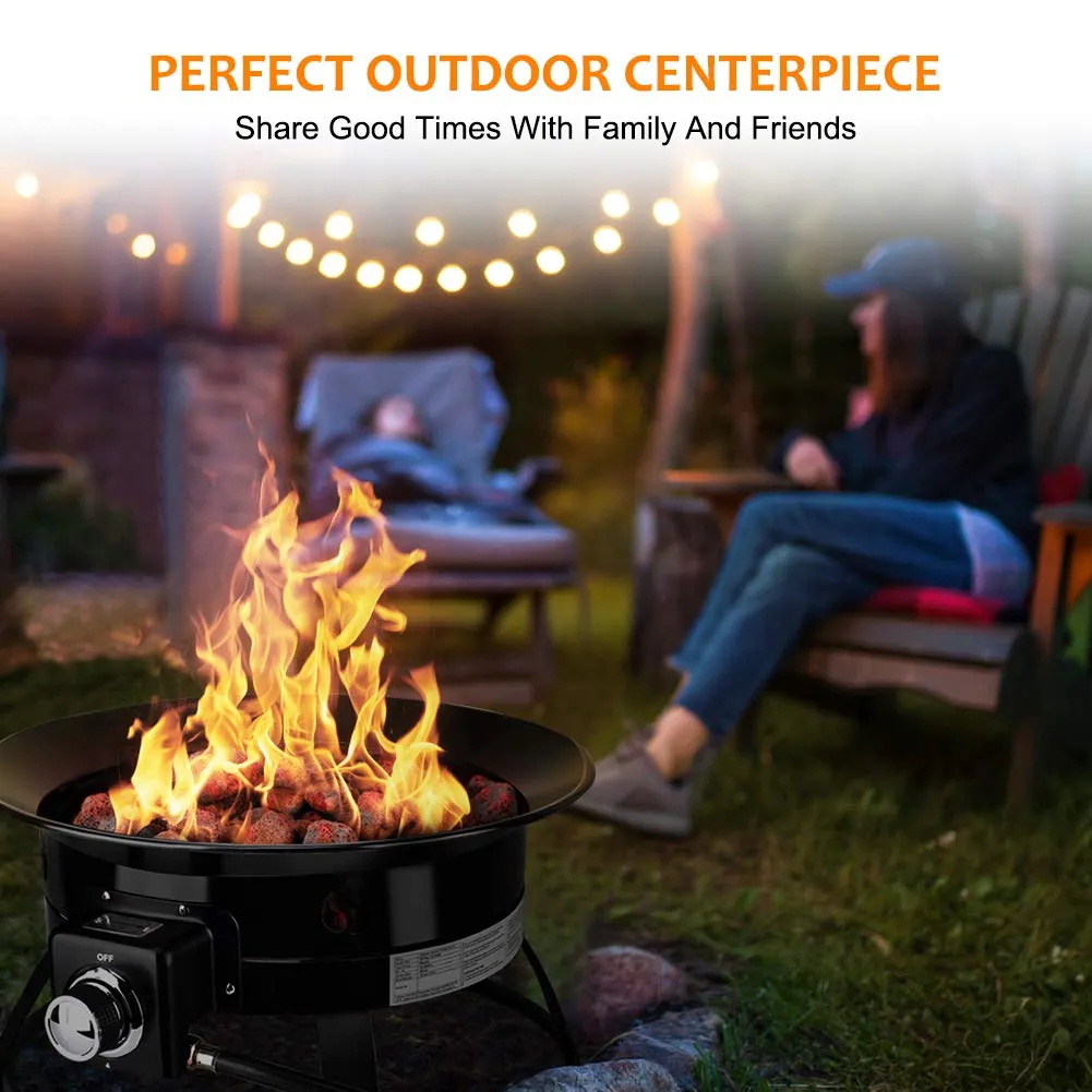 Camplux 19" Outdoor Portable Propane Gas Fire Pit - 58,000 BTU