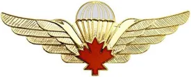 Canadian Gold and Red Parachutist Foreign Jump Wings, Brite