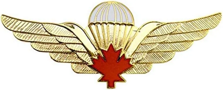 Canadian Gold and Red Parachutist Foreign Jump Wings, Brite