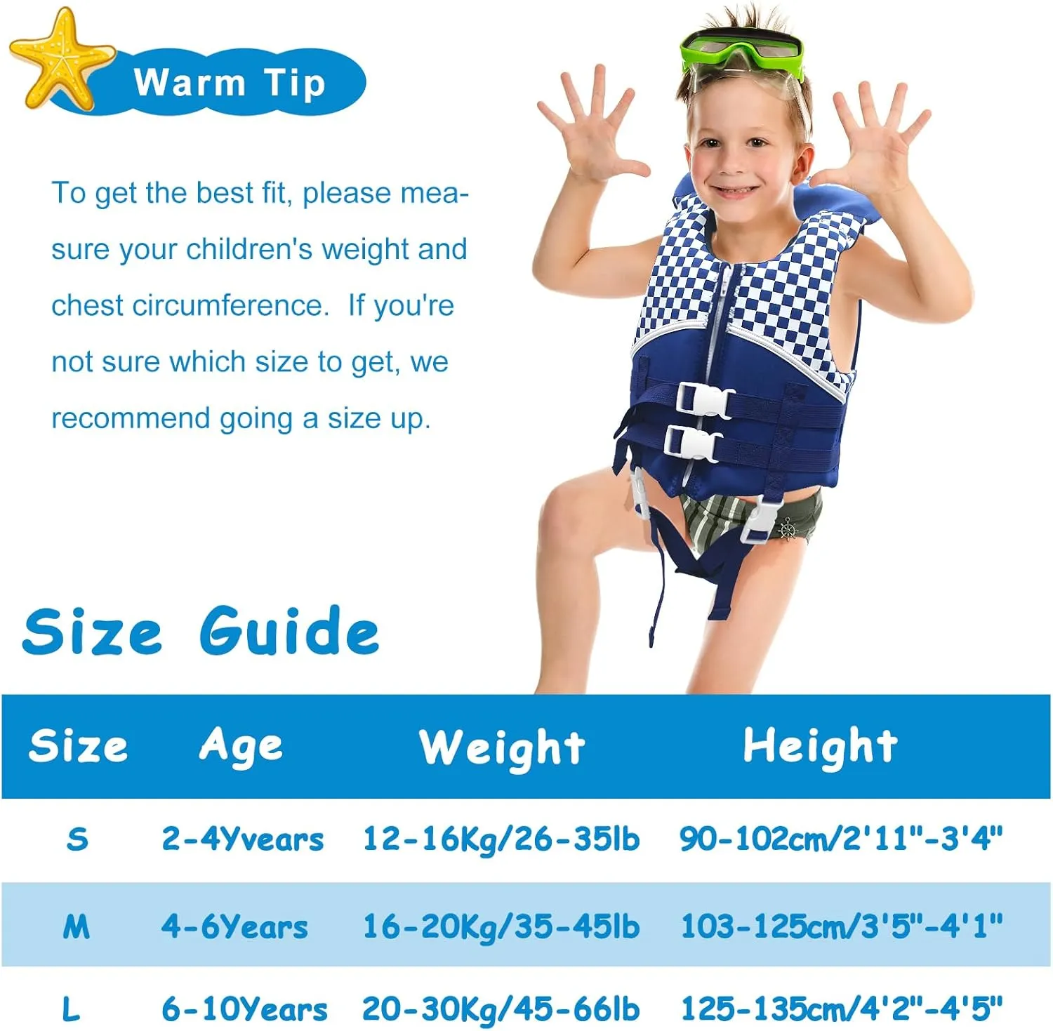 Chriffer Kids Swim Vest for 20-70 Pounds Boys and Girls, Easy On/Off Zipper, Swimming Toddler Floaties Jackets for 2, 3, 4, 5, 6, 7, 8 Years Old/Beach Pool Water Park