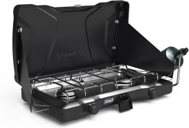 Coleman Triton 2-Burner Propane Stove, Portable Camping Cooktop with 2 Adjustable Burners & Wind Guards, 22,000 BTUs of Power