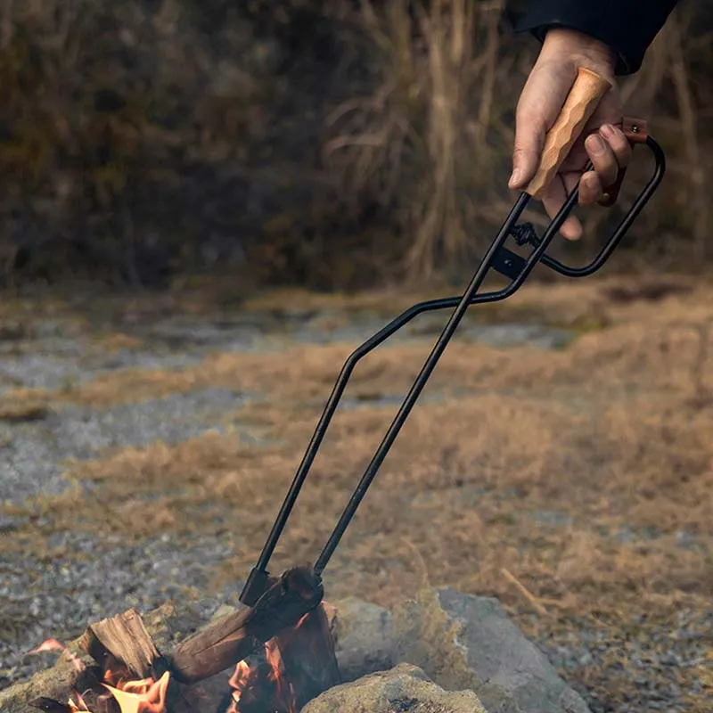 Dbeck® Wooden Handle Duckbill Firewood Tongs