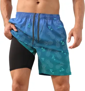 DEOLAX Mens Swim Trunks 7 Inch Inseam Summer Dry Fit Swimming Trunks Board Shorts Lightweight Workout Mens Bathing Suit