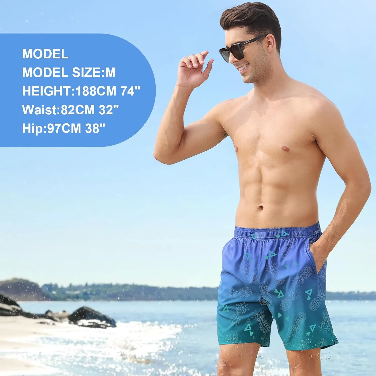 DEOLAX Mens Swim Trunks 7 Inch Inseam Summer Dry Fit Swimming Trunks Board Shorts Lightweight Workout Mens Bathing Suit