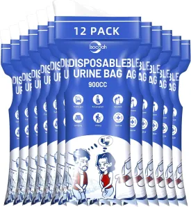 Disposable Urine Bags 900ML 8/12/24 Pieces, Emergency Portable Pee Bags for Women Men, Travel Urinal Bag, Unisex Urinal Toilet Bag for Road Trips Camping Hiking Traffic Jams