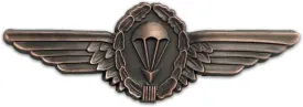 German Bronze Small Parachutist Foreign Jump Wings, Brite