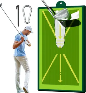 Golf Practice Hitting Mat, Golfing Swing Training Matt Aids, 18.7"x9.8" Practice Mats Indoor Outdoor, Golfing Gifts for Golfers Men, Portable Golf Matt for Analyzing Swing Path Feedback