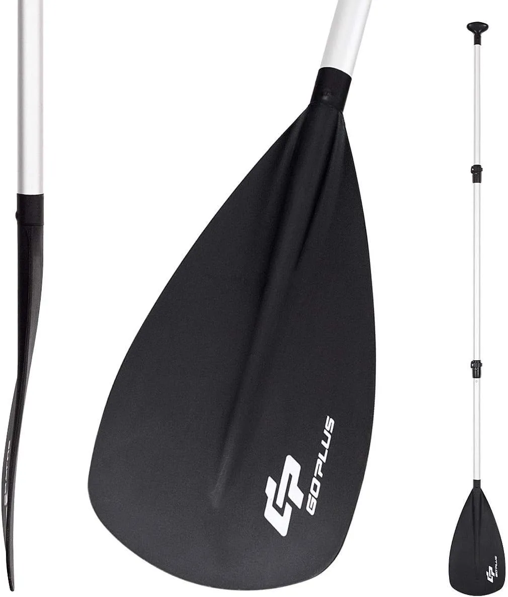 Goplus Adjustable Surf & SUP Paddle, 3-Piece Aluminum Alloy, Stand Up Paddleboard Paddles for Kayak Boat, Black