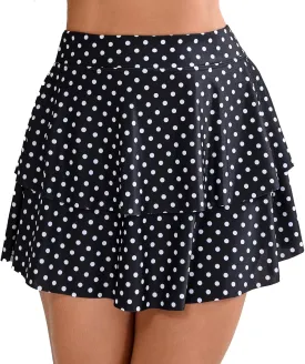 Halcurt Women's High Waisted Ruffle Swim Skirt with Shorts Tummy Control Swimsuit Bottoms