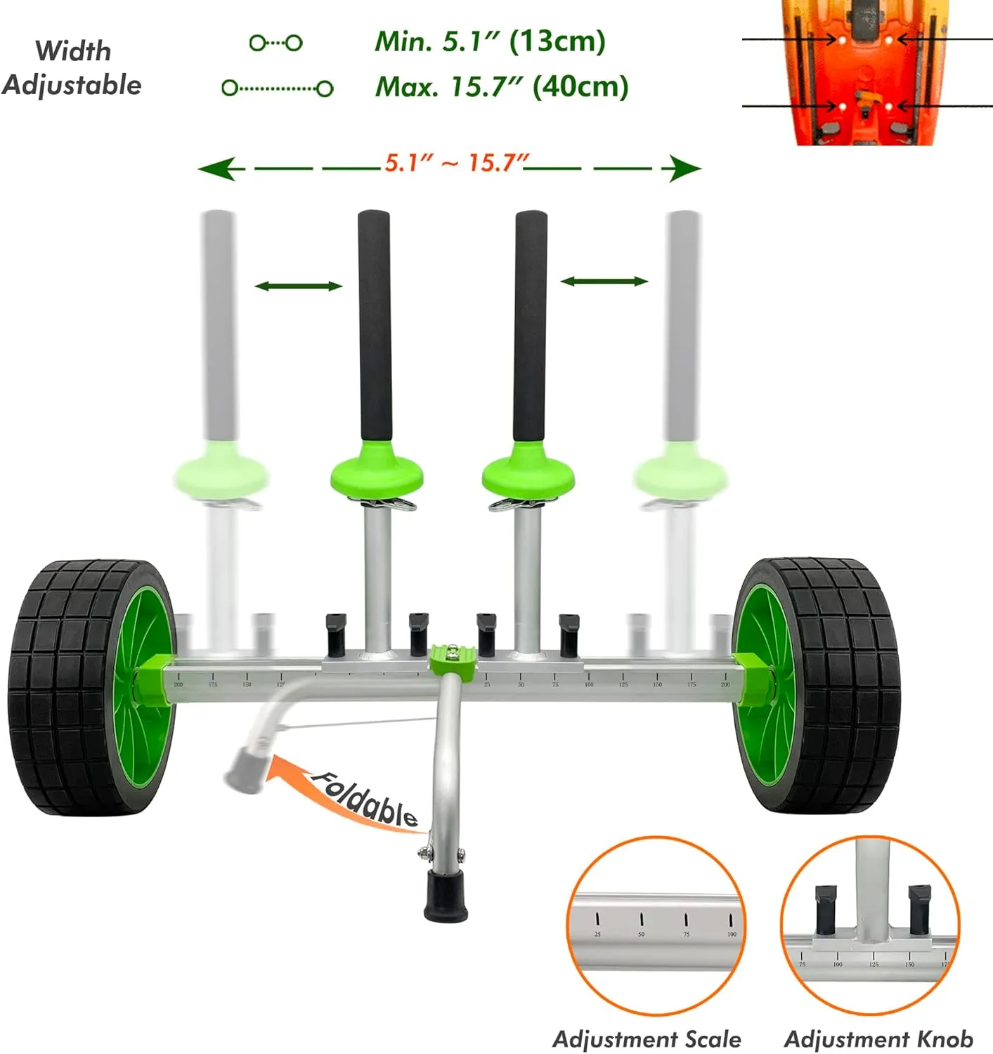 Kayak Cart, Heavy-Duty Kayak Cart Dolly Canoe Trolley Wheels for Paddleboard Kayaks SUP Transport