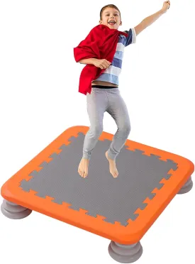 Mini Trampoline for Kids, 25 Inch Indoor Trampoline for Toddler, Square Bounce Trampoline w/Non-Slip Base, Autism Kids Sensory Integration Training Equipmen for Boys Girls 3-12 Ages,Orange a