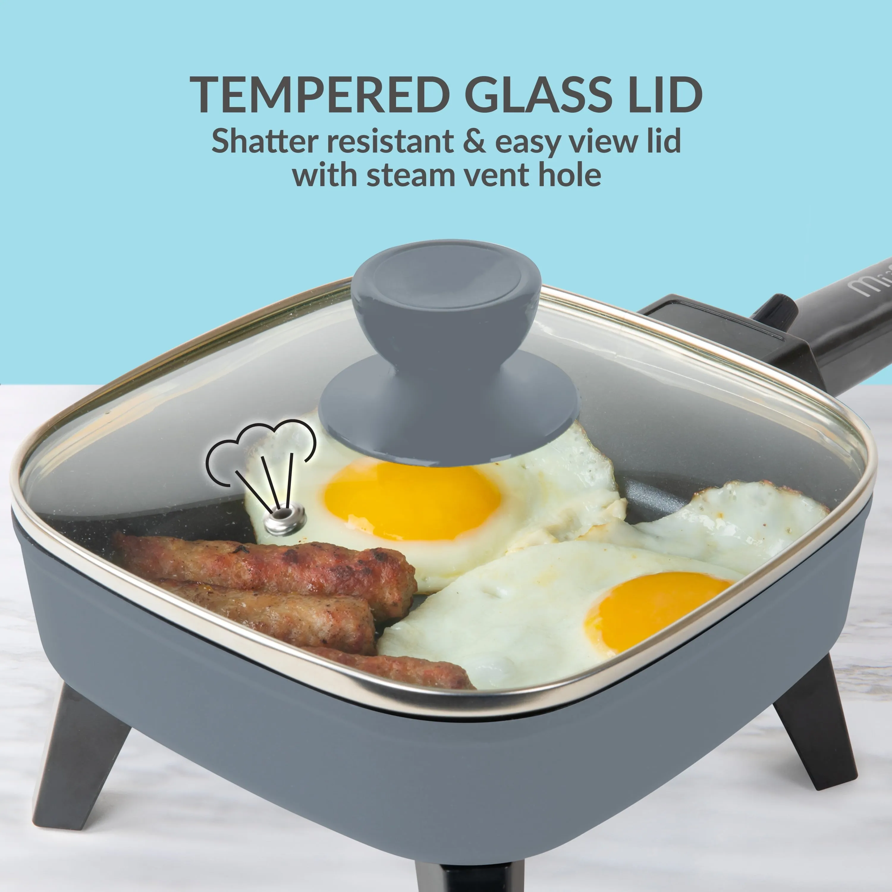 New Electric Frying Pan W/ Glass Lid Cooking Skillet Fry Pan Small Mini Portable