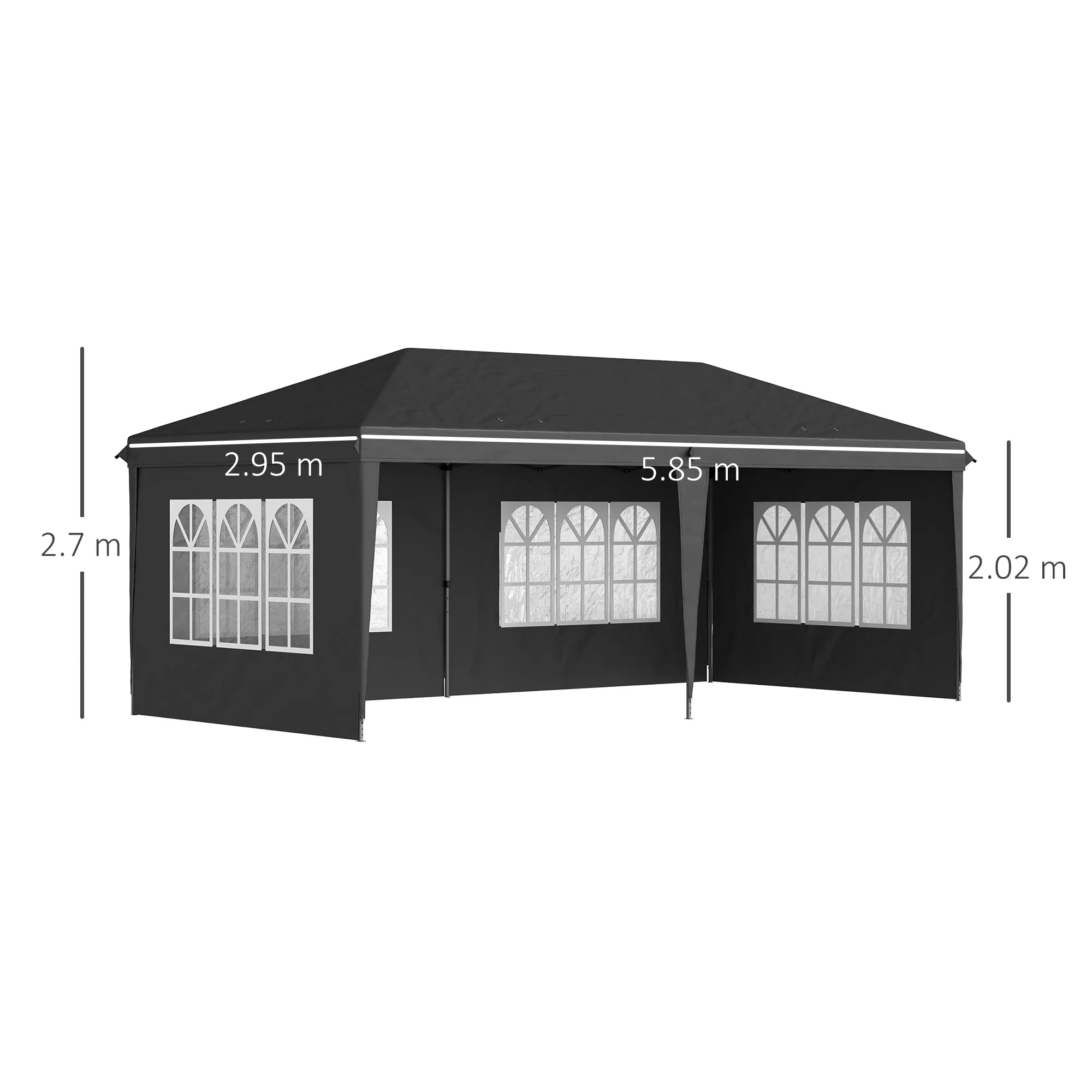 Outsunny 3 x 6m Heavy Duty Gazebo Marquee Party Tent with Storage Bag Black