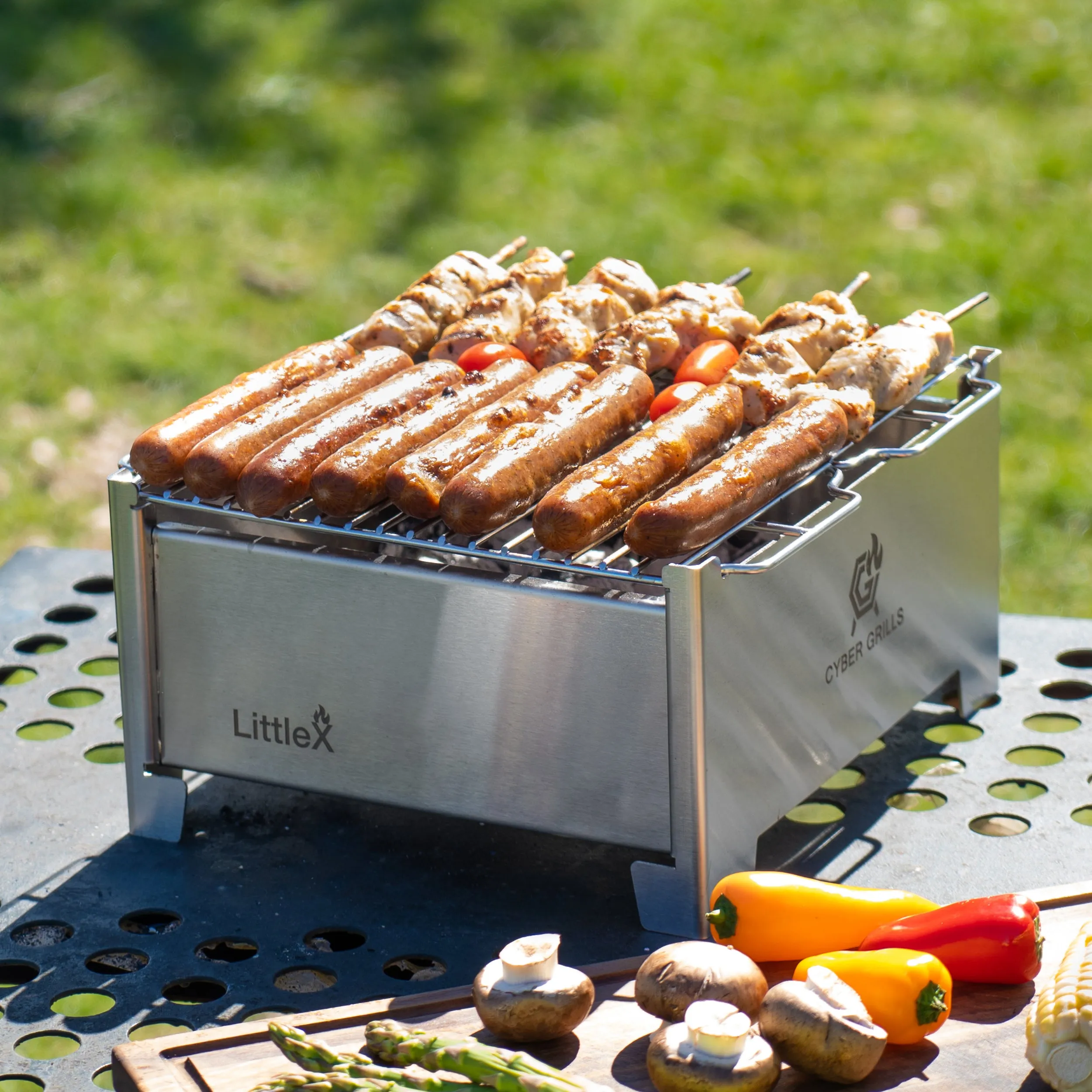 Portable Foldable Small Charcoal Grill & BBQ | Camping Stove | Stainless Steel Tabletop Grill for Outdoor Cooking | LittleX S02