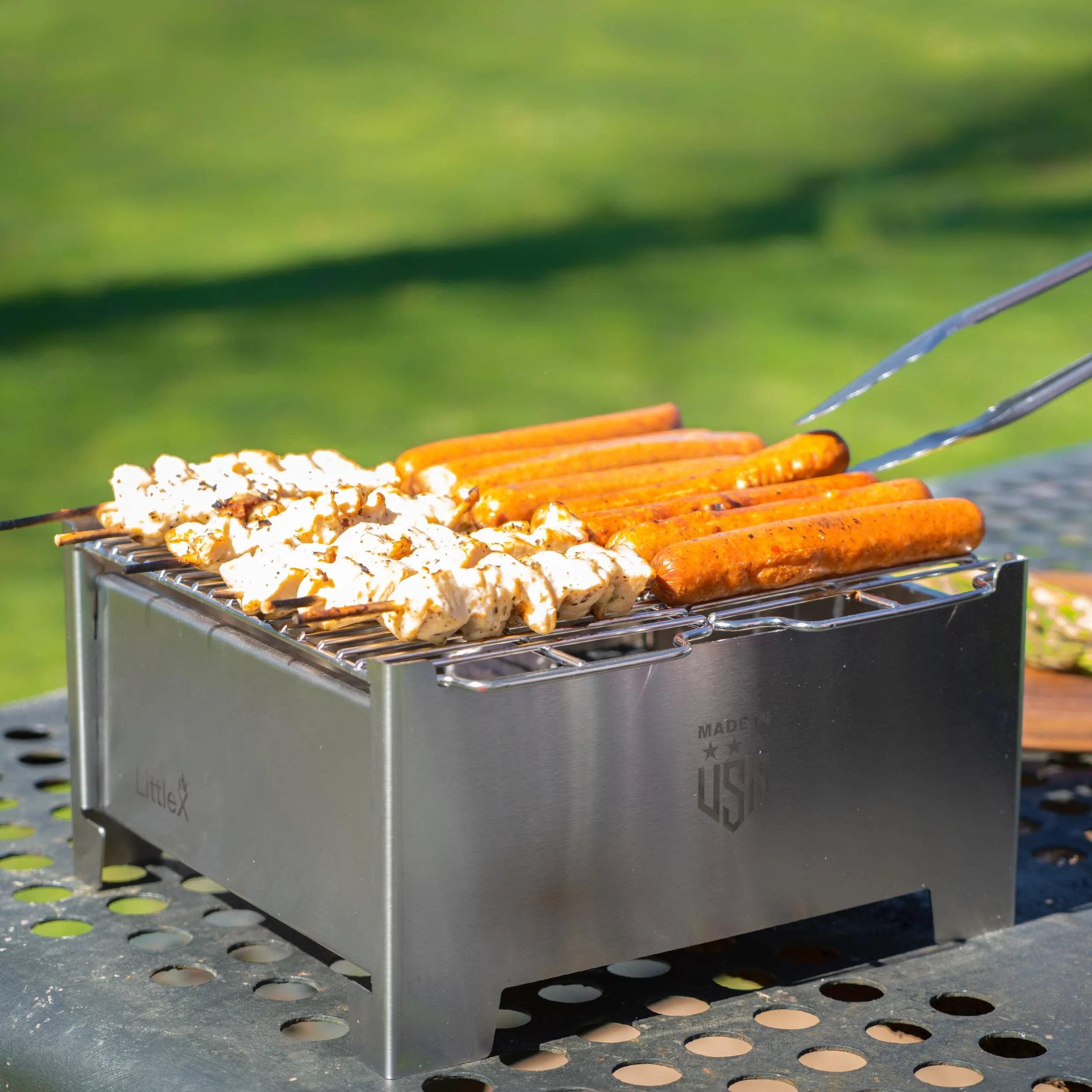 Portable Foldable Small Charcoal Grill & BBQ | Camping Stove | Stainless Steel Tabletop Grill for Outdoor Cooking | LittleX S02