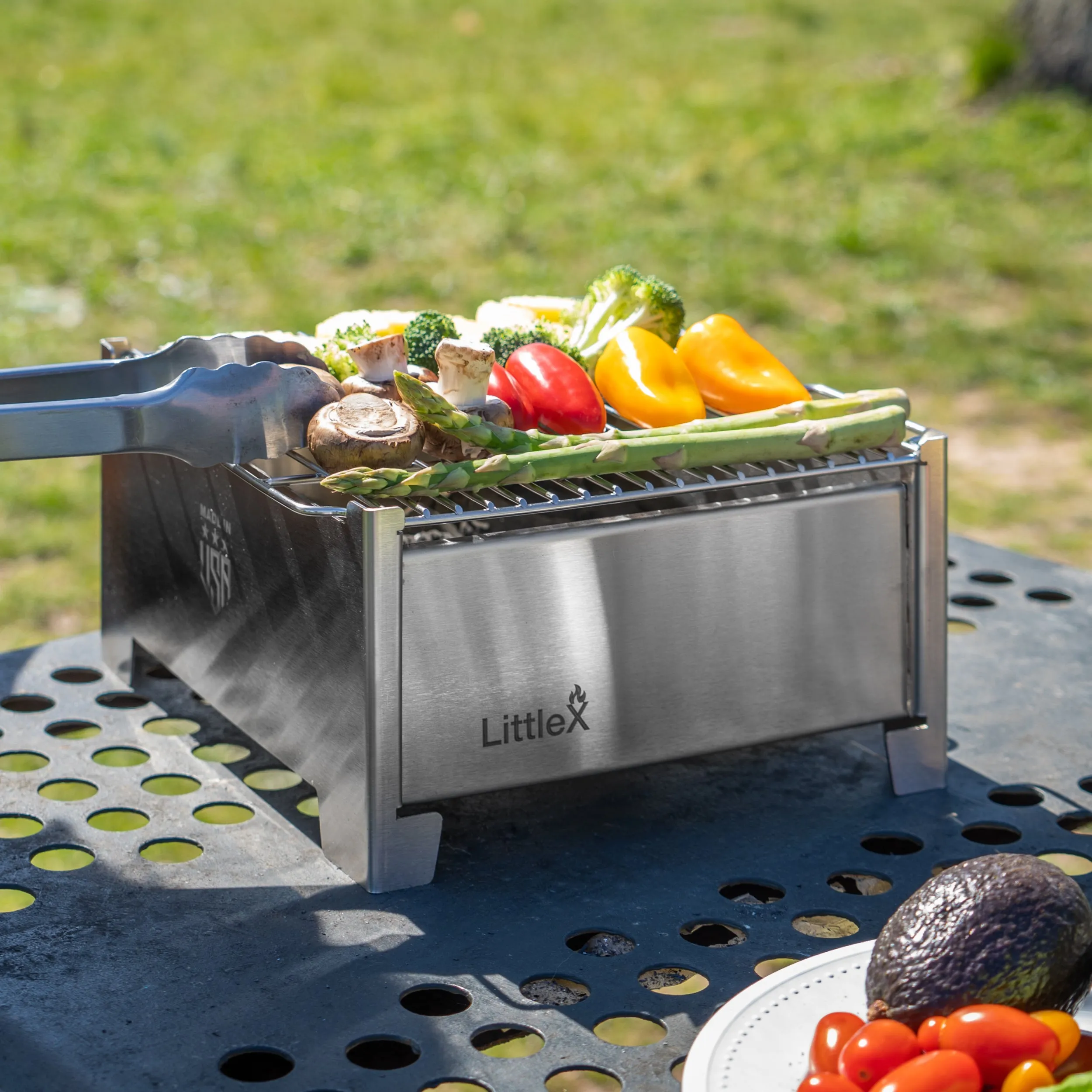 Portable Foldable Small Charcoal Grill & BBQ | Camping Stove | Stainless Steel Tabletop Grill for Outdoor Cooking | LittleX S02