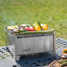 Portable Foldable Small Charcoal Grill & BBQ | Camping Stove | Stainless Steel Tabletop Grill for Outdoor Cooking | LittleX S02