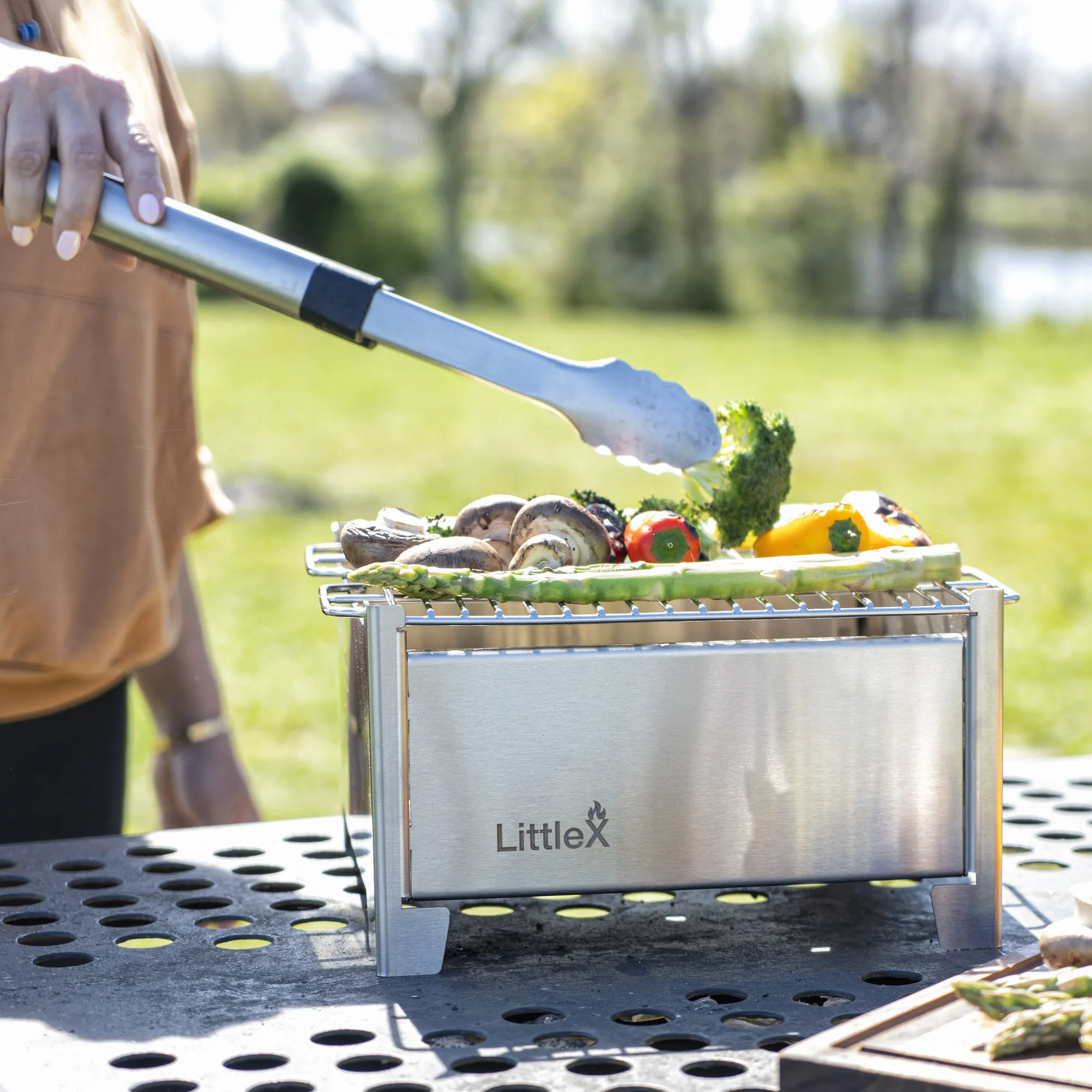 Portable Foldable Small Charcoal Grill & BBQ | Camping Stove | Stainless Steel Tabletop Grill for Outdoor Cooking | LittleX S02