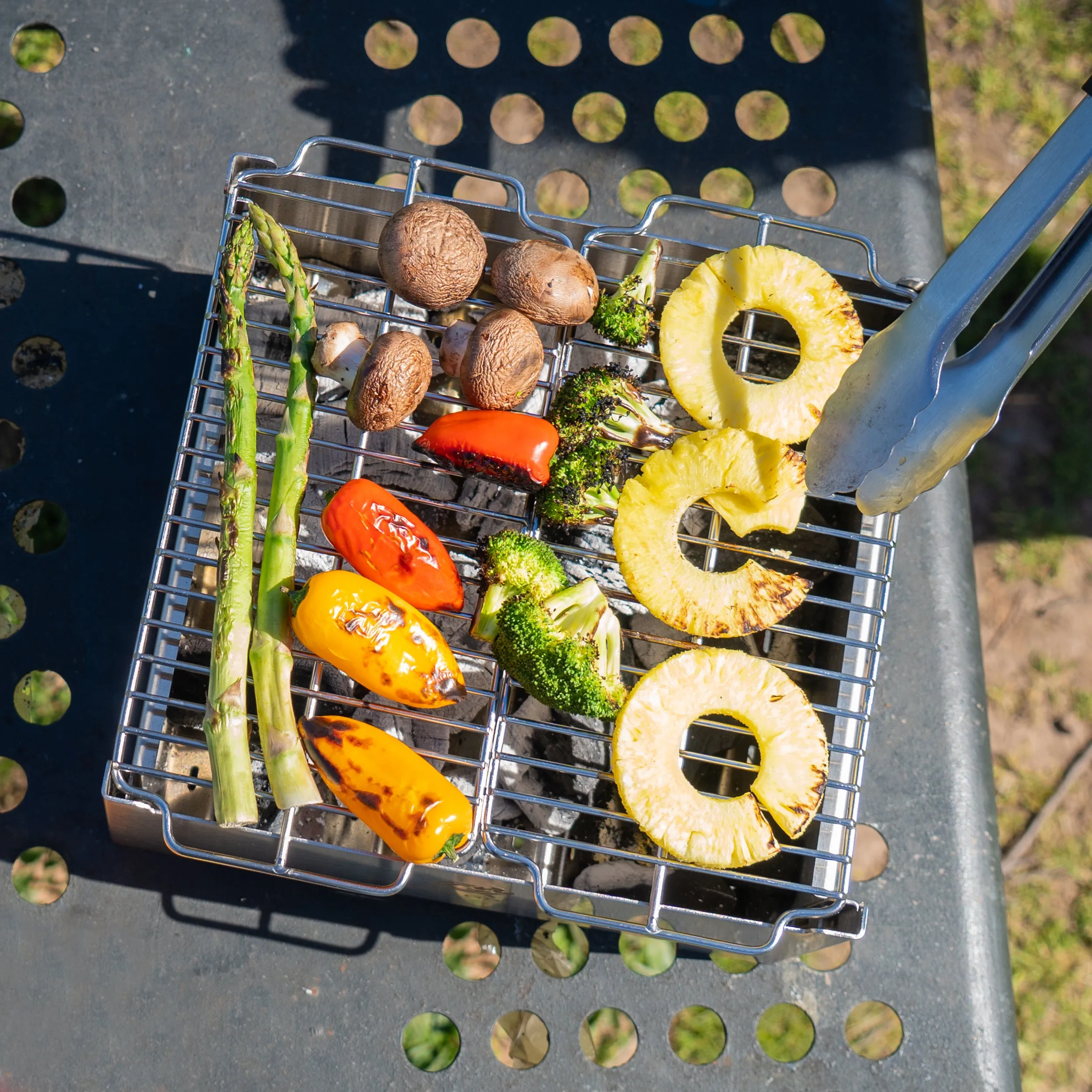 Portable Foldable Small Charcoal Grill & BBQ | Camping Stove | Stainless Steel Tabletop Grill for Outdoor Cooking | LittleX S02