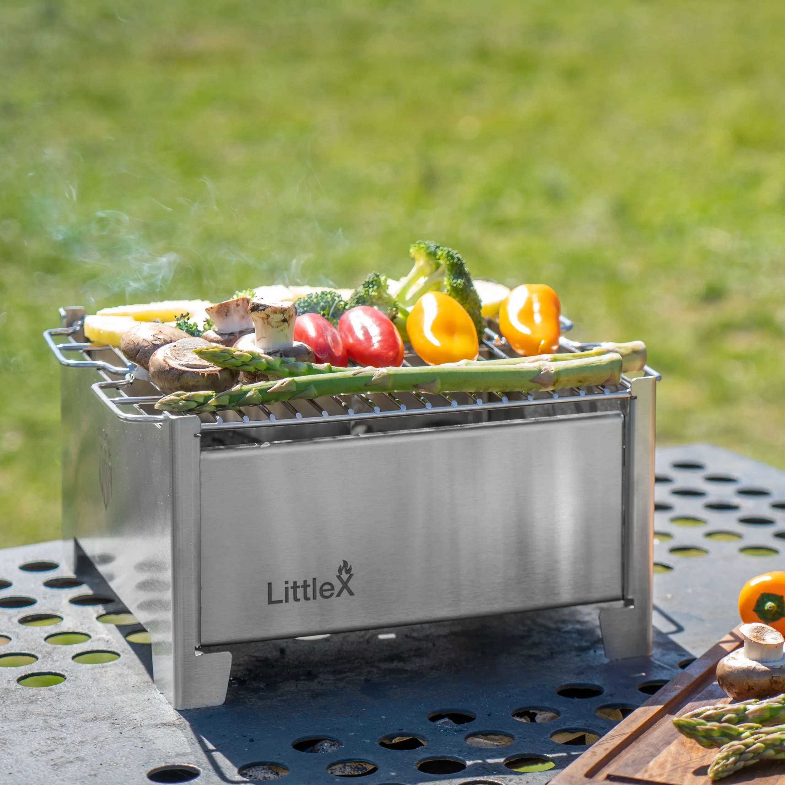 Portable Foldable Small Charcoal Grill & BBQ | Camping Stove | Stainless Steel Tabletop Grill for Outdoor Cooking | LittleX S02