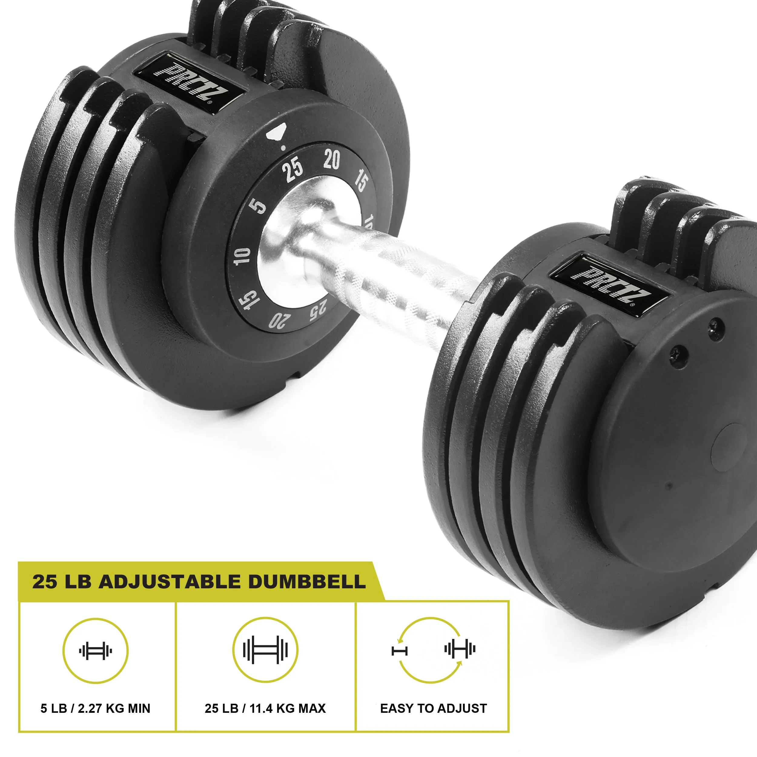 PRCTZ Adjustable Dumbbell Single, Available in 25lb and 55lb