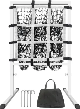 Queension 9 Hole Pitching Net with Strike Zone, Adjustable Height Powernet Baseball Nets with Target Pockets for Batting, Pitching Target Softball Baseball Training Equipment for Hitting