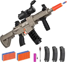 Realistic Toy for Nerf Guns Dart - Electric Sniper Rifle with Scope 120 Soft Bullets 3 Magazine, Automatic Foam Blaster for Boy Age 8-12 Years Old,Indoor Outdoor Gifts for Adult Kid (Desert)