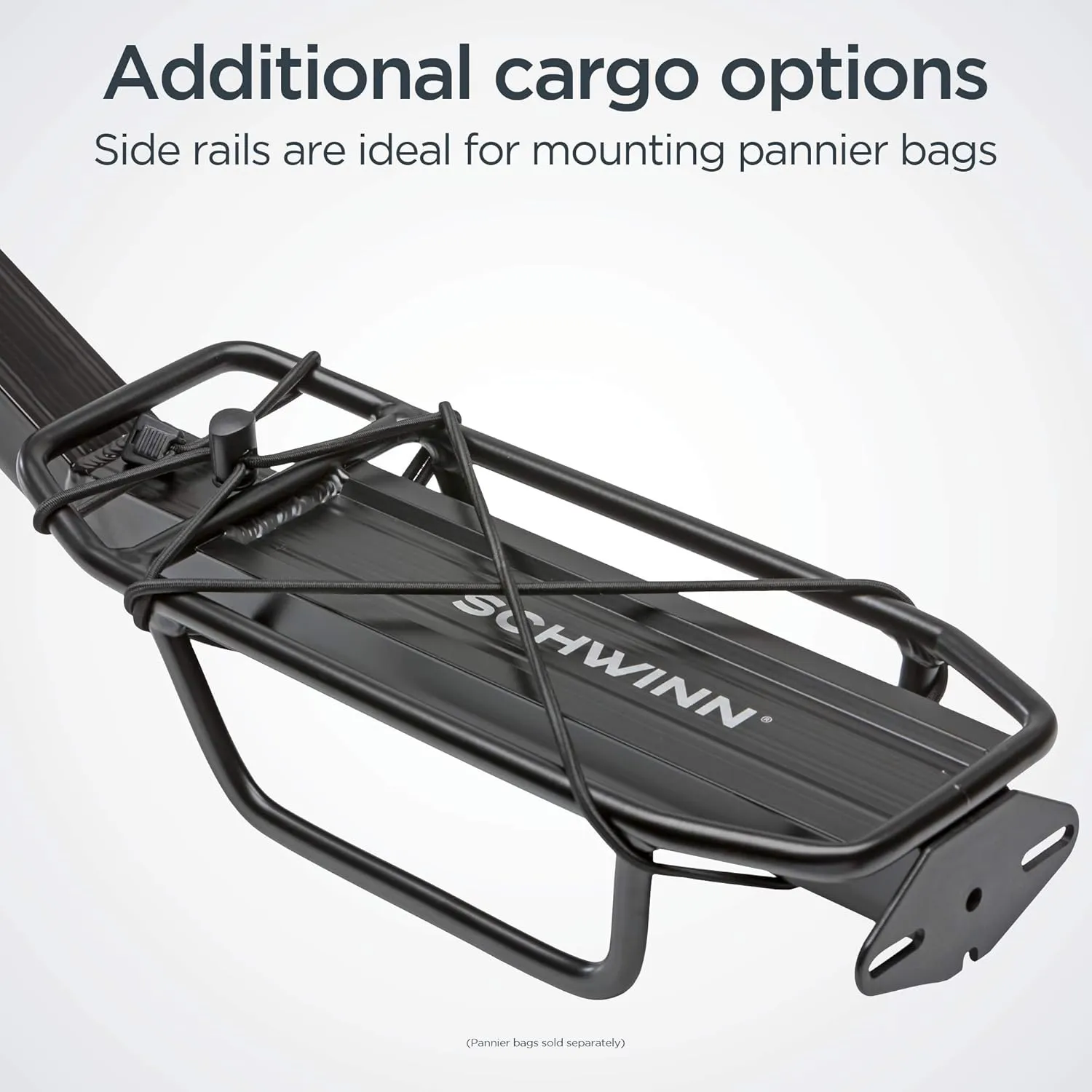 Schwinn Rear Bike Rack, Can Hold Up to 26 lbs, Lightweight, Compact and Durable Construction, Fits Most Adult Bicycle Frames, Cargo Options for Backpack, Baskets & More, Bicycle Rack for Back of Bike