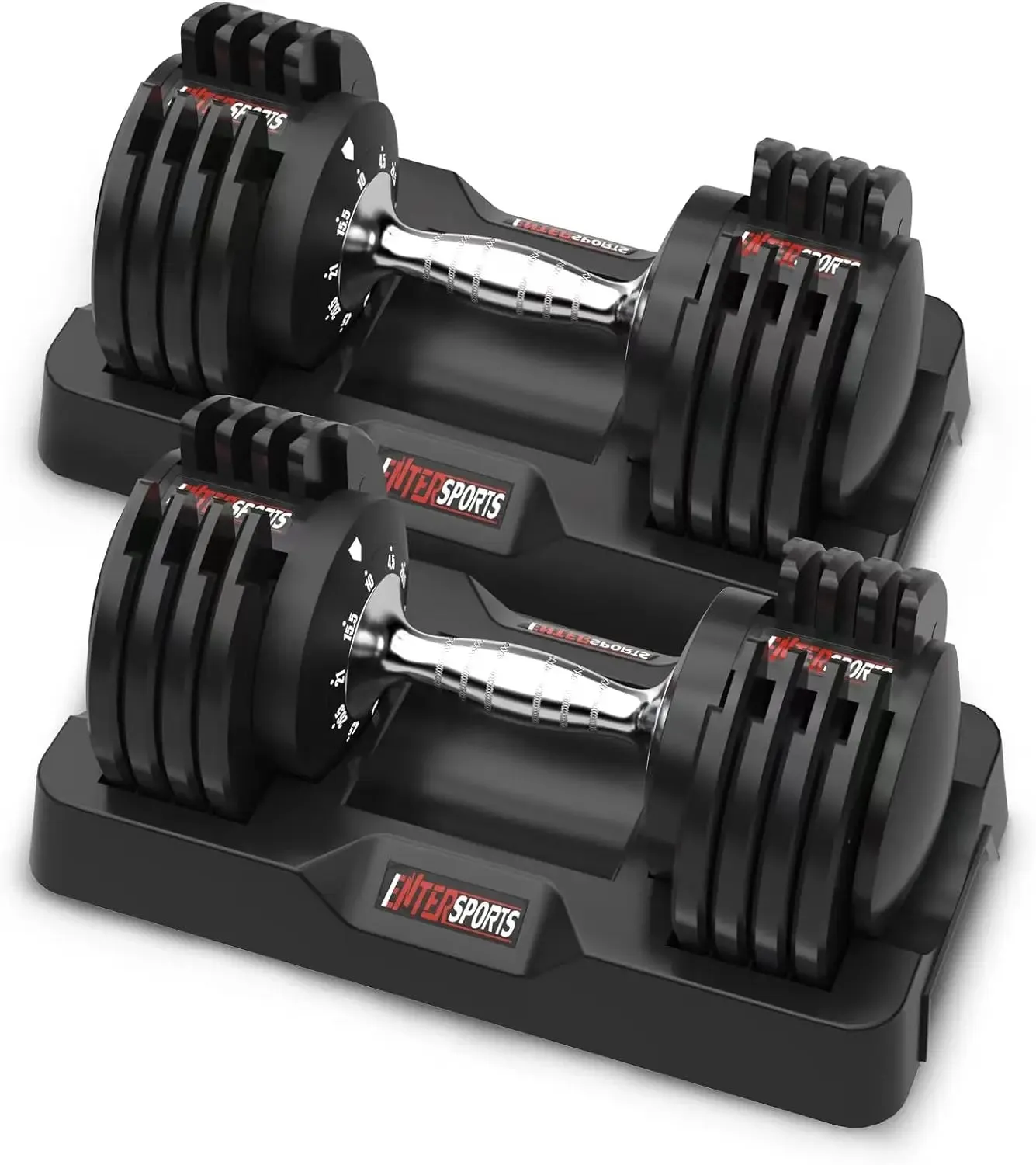 Space-Saving Adjustable Dumbbell Set - Quick Adjustment, Non-Slip Handle, 5 Weight Settings