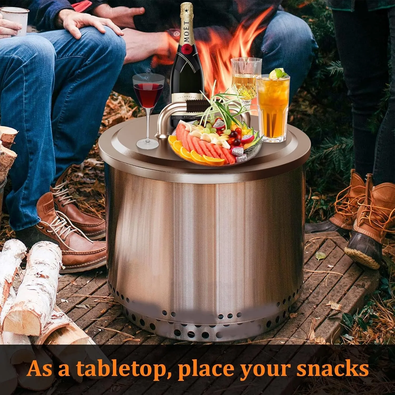 Uniflasy Fire Pit Lid for Solo Stove Bonfire 19.5", 304 Stainless Steel Fire Pits round Lid with Heat Resistant Handle, Camping Stove Accessories for Solo Stove Bonfire and Other 19.5" Outdoor Firepit