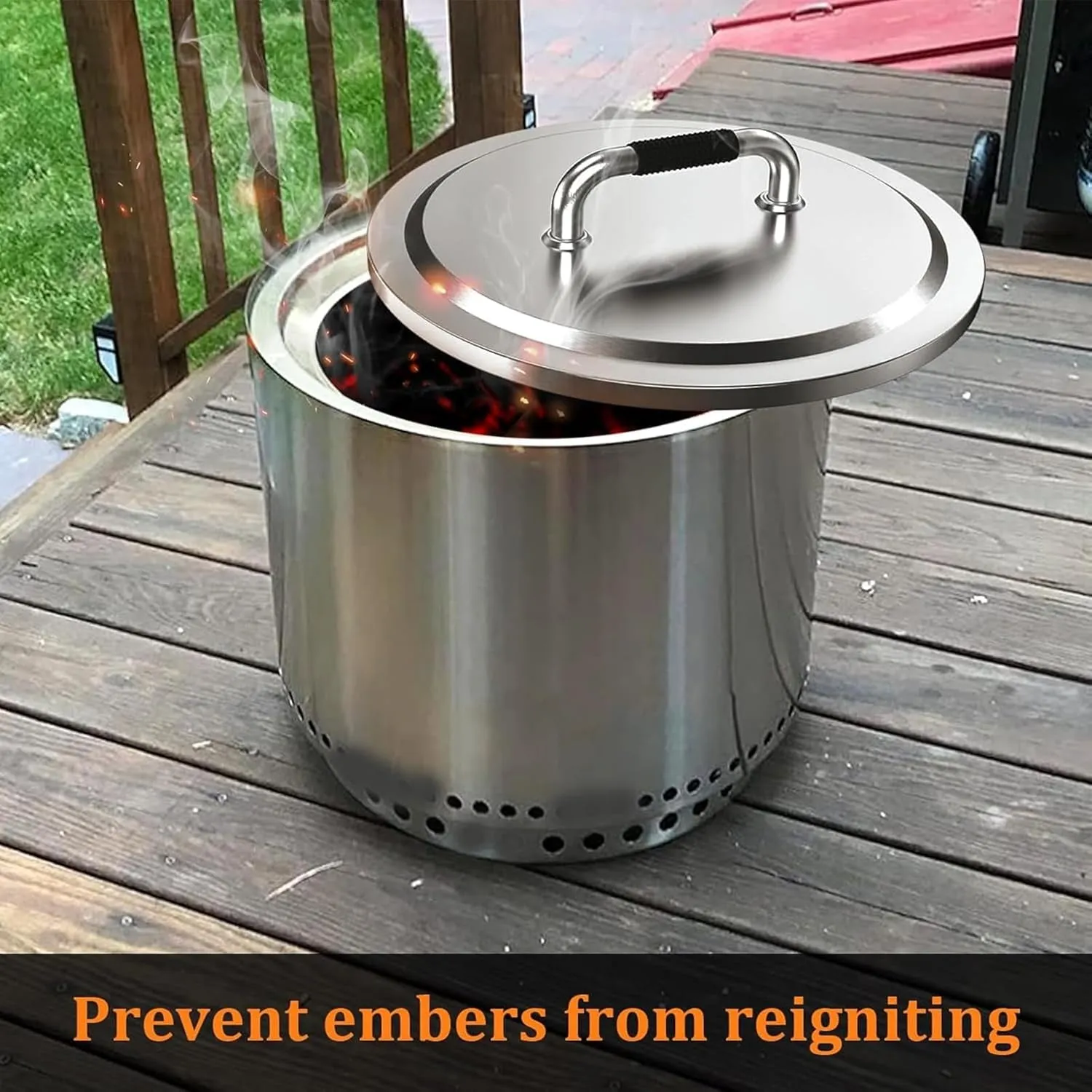 Uniflasy Fire Pit Lid for Solo Stove Bonfire 19.5", 304 Stainless Steel Fire Pits round Lid with Heat Resistant Handle, Camping Stove Accessories for Solo Stove Bonfire and Other 19.5" Outdoor Firepit