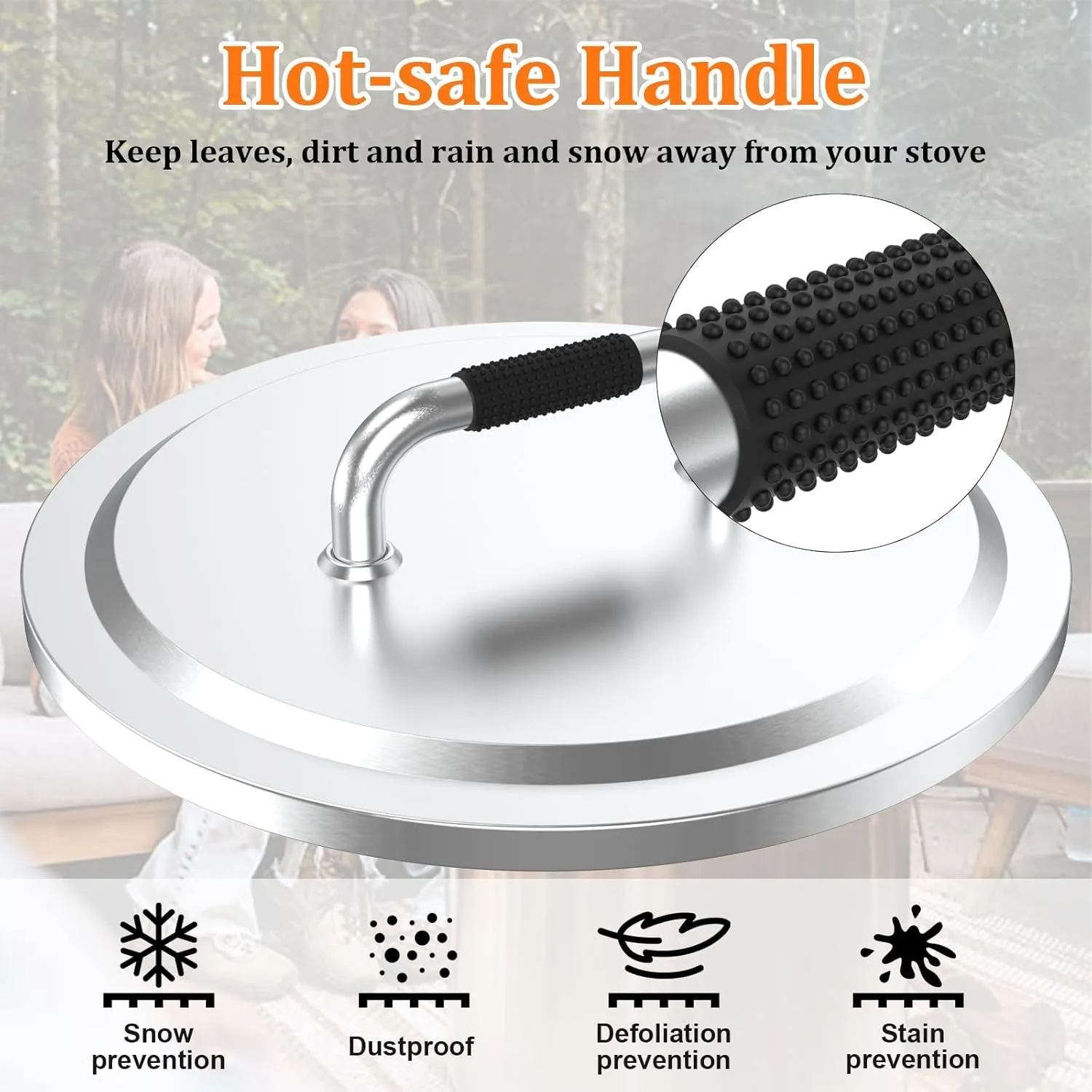 Uniflasy Fire Pit Lid for Solo Stove Bonfire 19.5", 304 Stainless Steel Fire Pits round Lid with Heat Resistant Handle, Camping Stove Accessories for Solo Stove Bonfire and Other 19.5" Outdoor Firepit