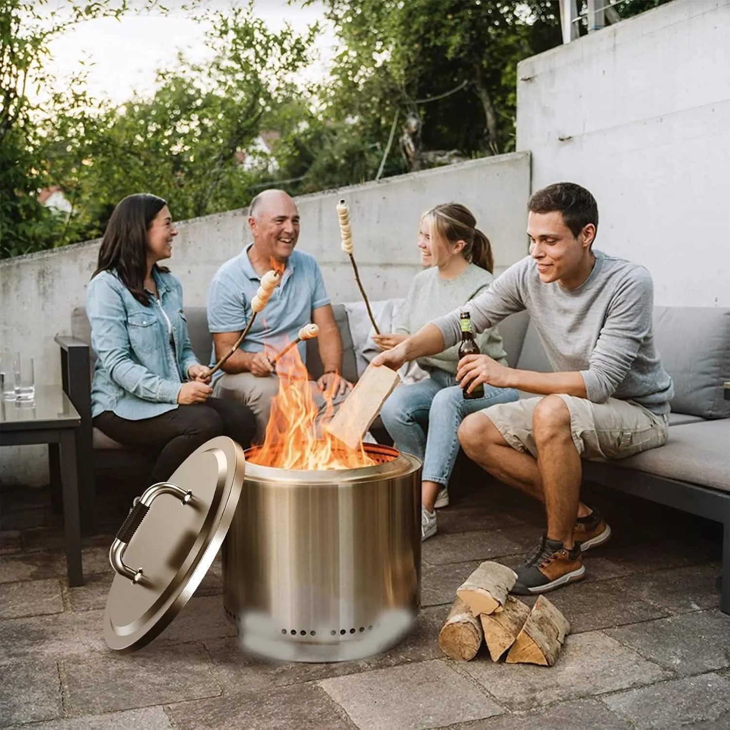 Uniflasy Fire Pit Lid for Solo Stove Bonfire 19.5", 304 Stainless Steel Fire Pits round Lid with Heat Resistant Handle, Camping Stove Accessories for Solo Stove Bonfire and Other 19.5" Outdoor Firepit