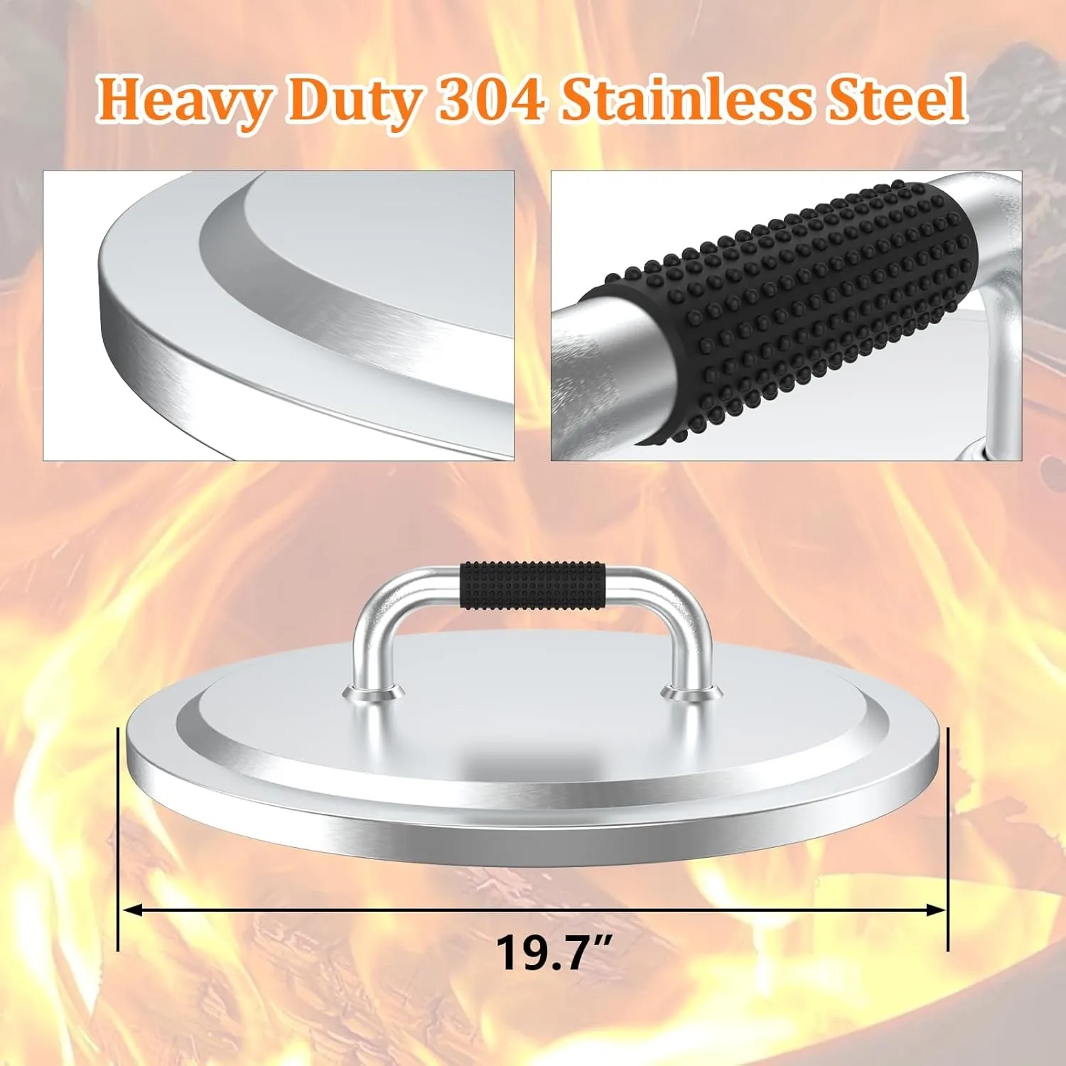 Uniflasy Fire Pit Lid for Solo Stove Bonfire 19.5", 304 Stainless Steel Fire Pits round Lid with Heat Resistant Handle, Camping Stove Accessories for Solo Stove Bonfire and Other 19.5" Outdoor Firepit