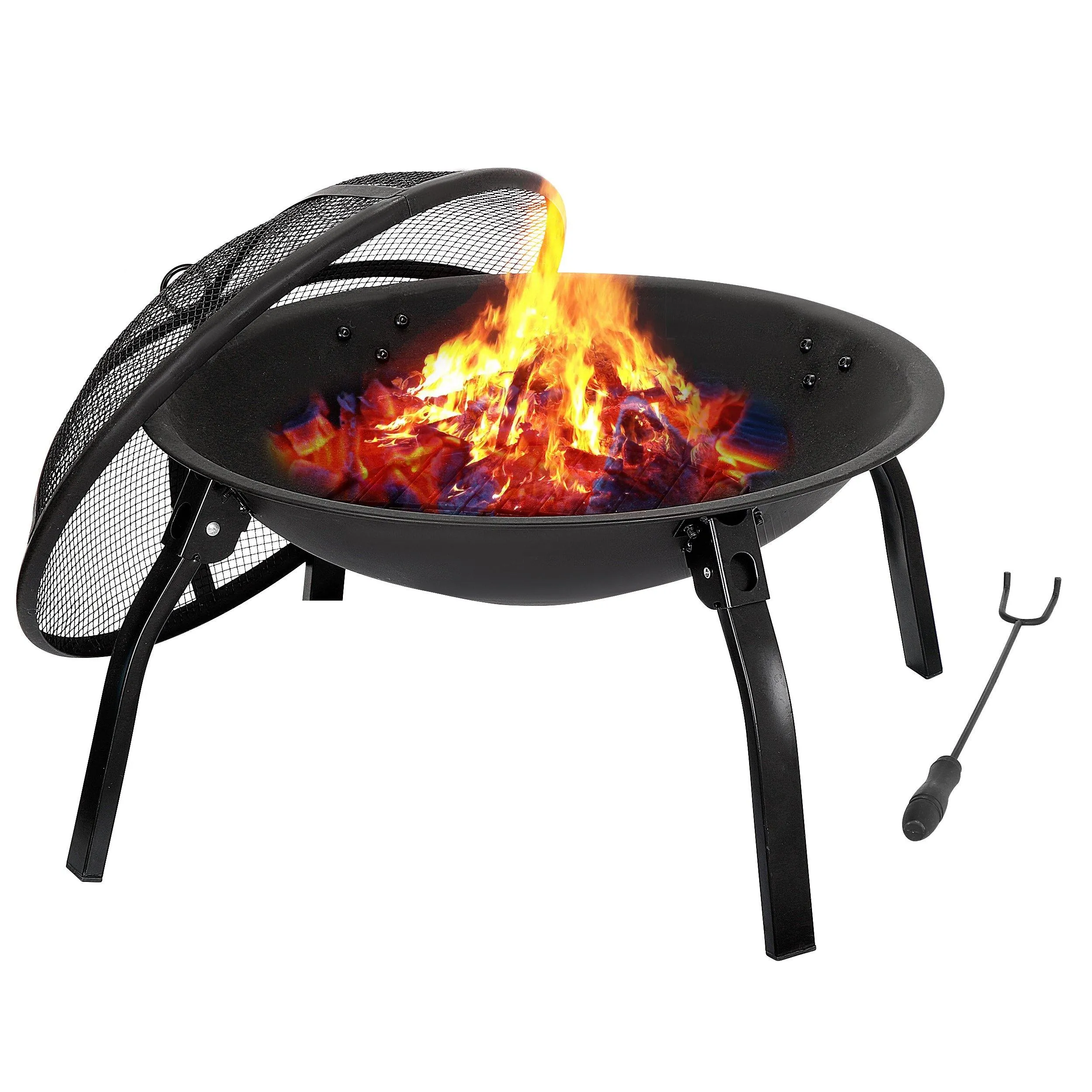 ZENY™ Fire Pits Outdoor Wood Burning Firepit Bowl 22 Inch Patio Backyard Fire Place