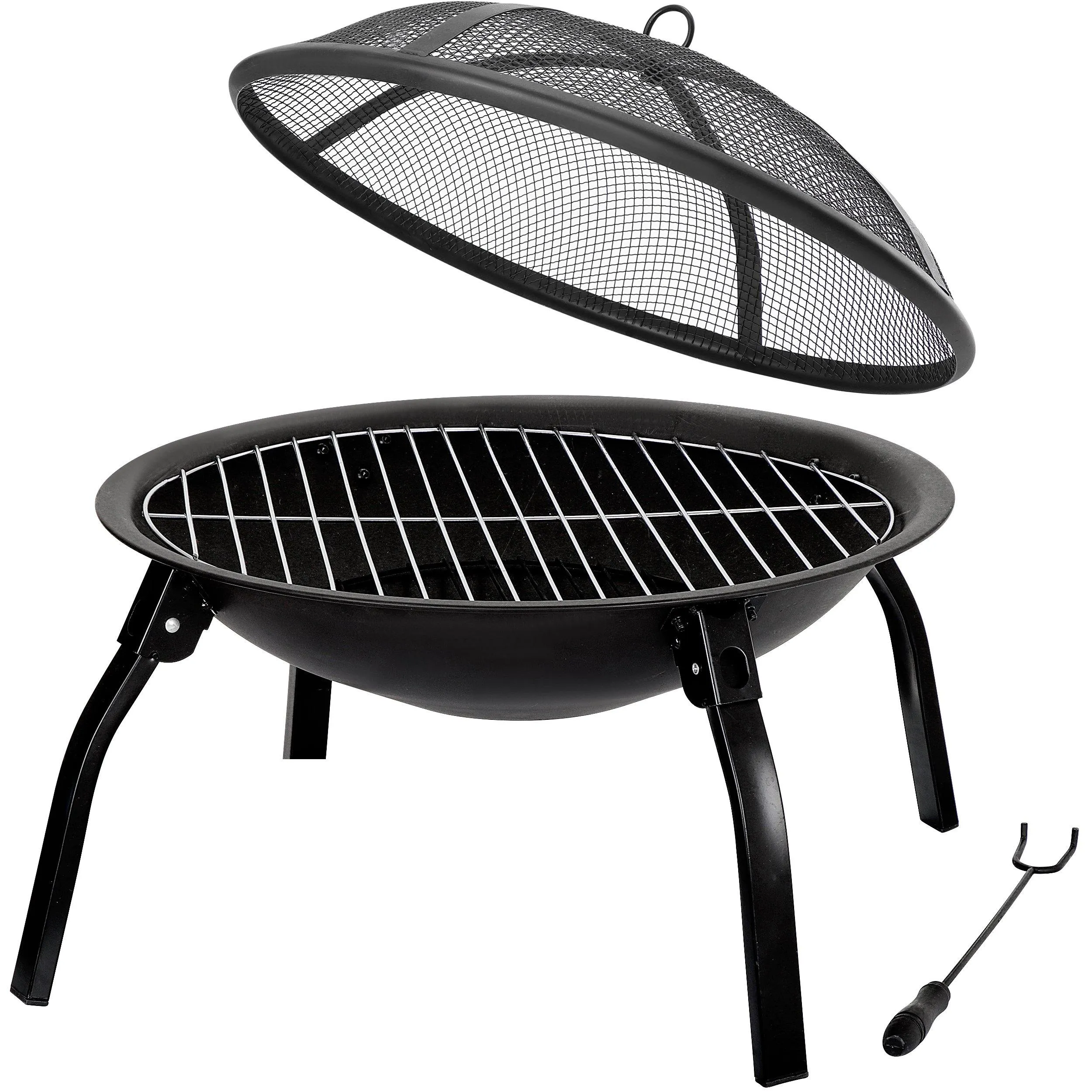 ZENY™ Fire Pits Outdoor Wood Burning Firepit Bowl 22 Inch Patio Backyard Fire Place